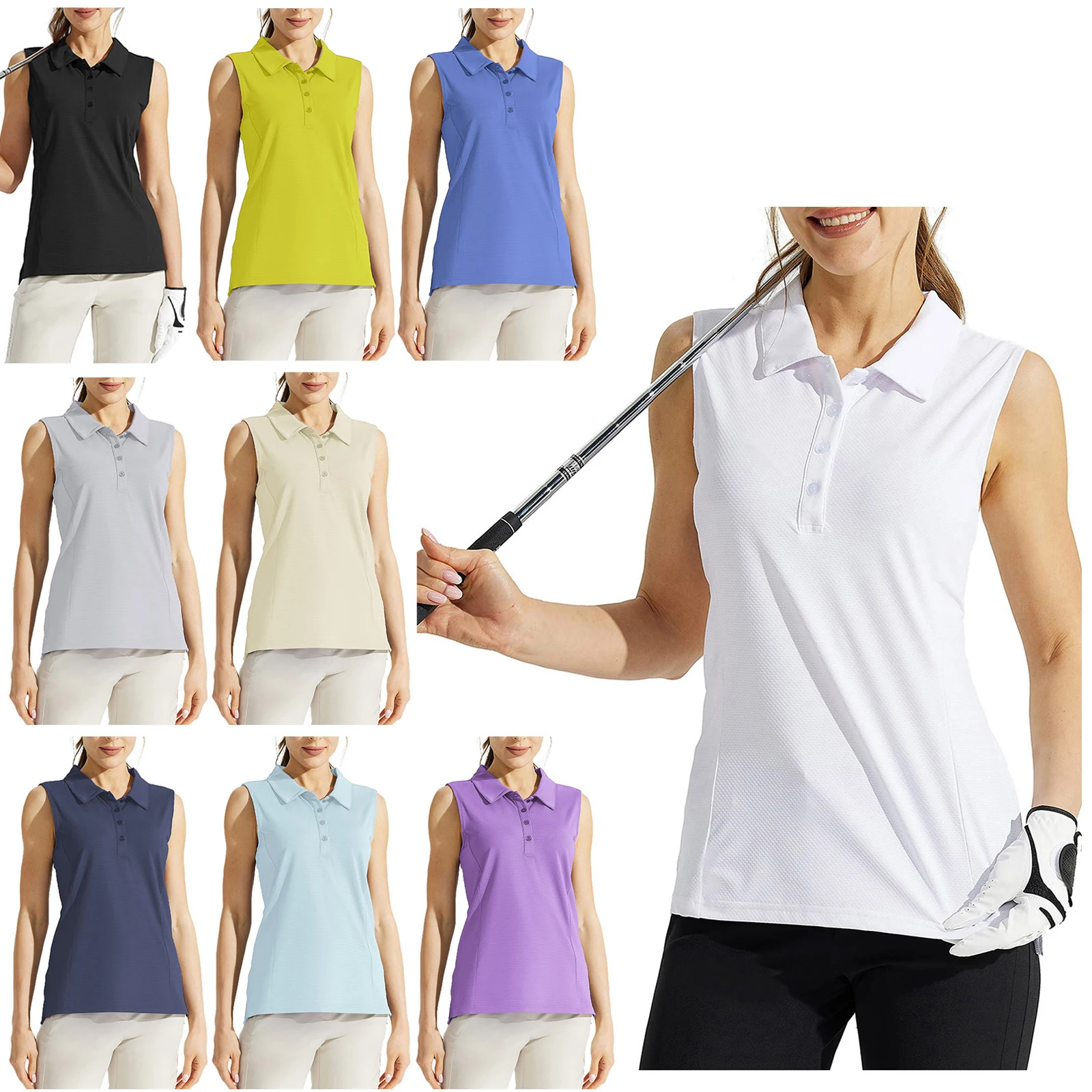 #XS-XXL Women Quick-Drying Golf Shirt Sleeveless Turn-Down Collar Buttons T-shirt Tennis Workout Athletic Tank Top
#XS-XXL Women Quick-Drying Golf Shirt Sleeveless Turn-Down Collar Buttons T-shirt Tennis Workout Athletic Tank Top