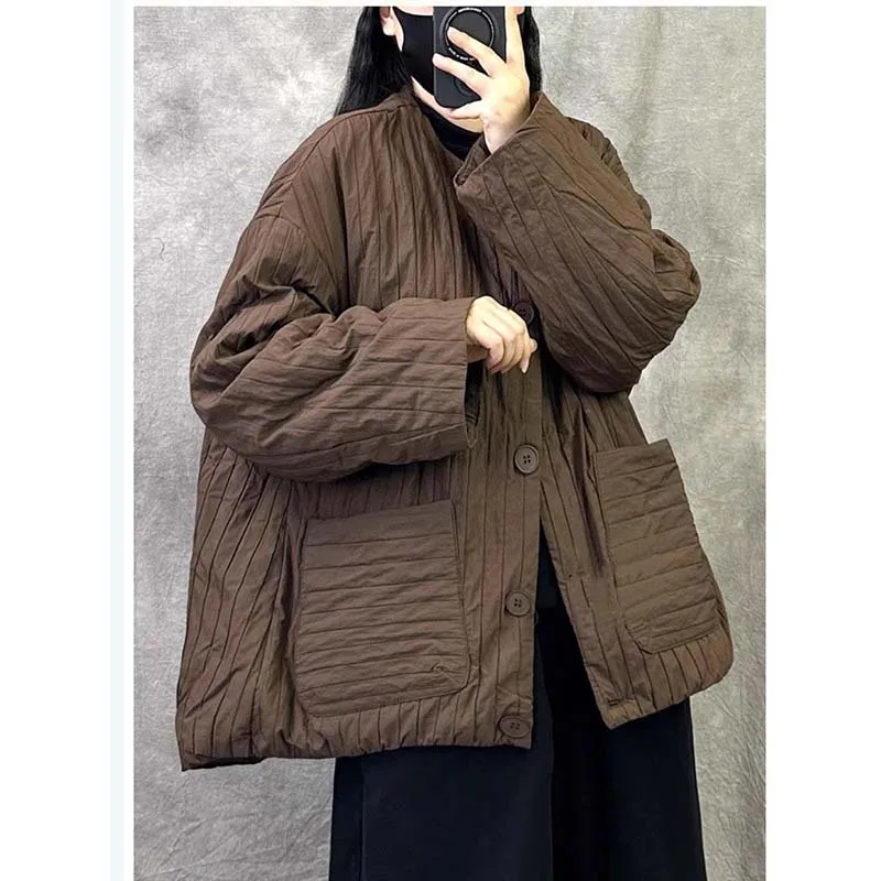 Fashion Retro Quilted Round Neck Cotton-padded Jacket Coat Ladies Plus Size Plus Cotton Padded Winter Coat Northeast China
Fashion Retro Quilted Round Neck Cotton-padded Jacket Coat Ladies Plus Size Plus Cotton Padded Winter Coat Northeast China