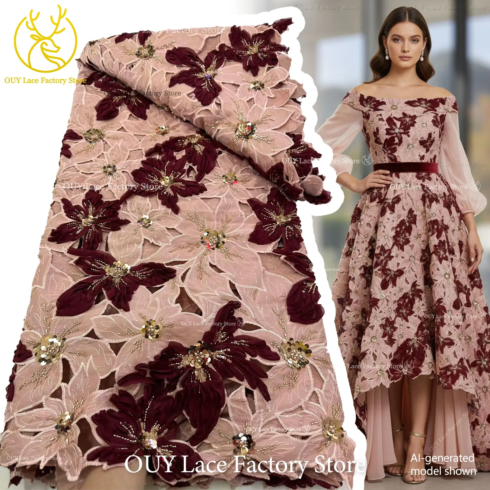 African French Embroidery Beaded Sequins Lace Fabric Nigerian Tulle Embroidery Flower Fabric For Evening Dress Sewing Decoration
African French Embroidery Beaded Sequins Lace Fabric Nigerian Tulle Embroidery Flower Fabric For Evening Dress Sewing Decoration