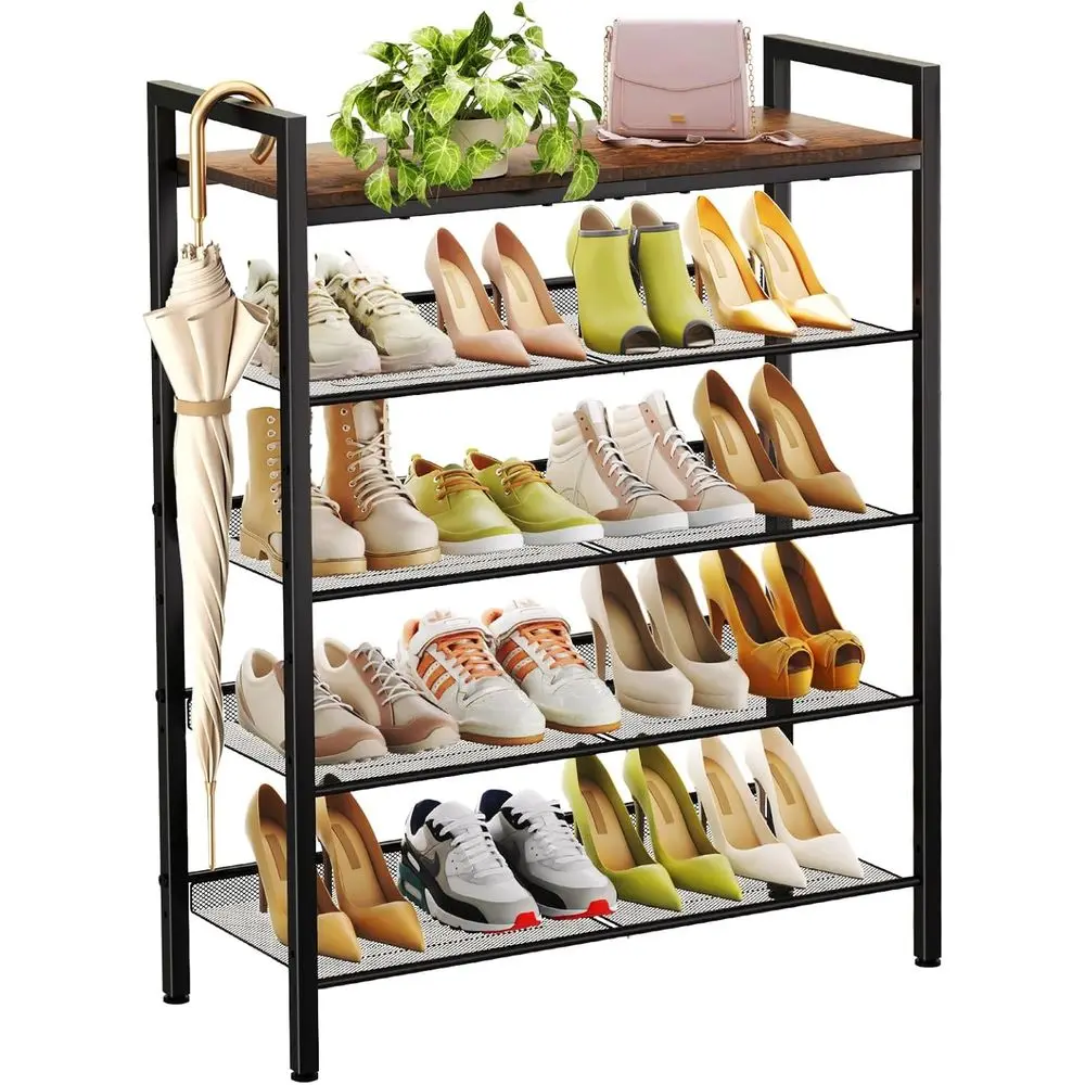 5-Tier Metal Shoe Rack Organizer for Entryway, Holds 16-20 Pairs, Freestanding Storage (Black + Rustic Brown)
5-Tier Metal Shoe Rack Organizer for Entryway, Holds 16-20 Pairs, Freestanding Storage (Black + Rustic Brown)