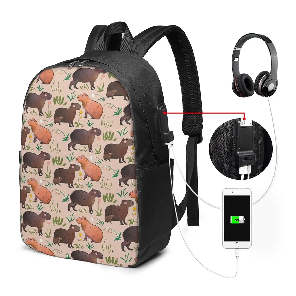 Capybara - Cute Green And Brown Animal Illustration Pattern Backpack TravelNotebookBag Computer CollegeStudent School Bag Laptop
Capybara - Cute Green And Brown Animal Illustration Pattern Backpack TravelNotebookBag Computer CollegeStudent School Bag Laptop