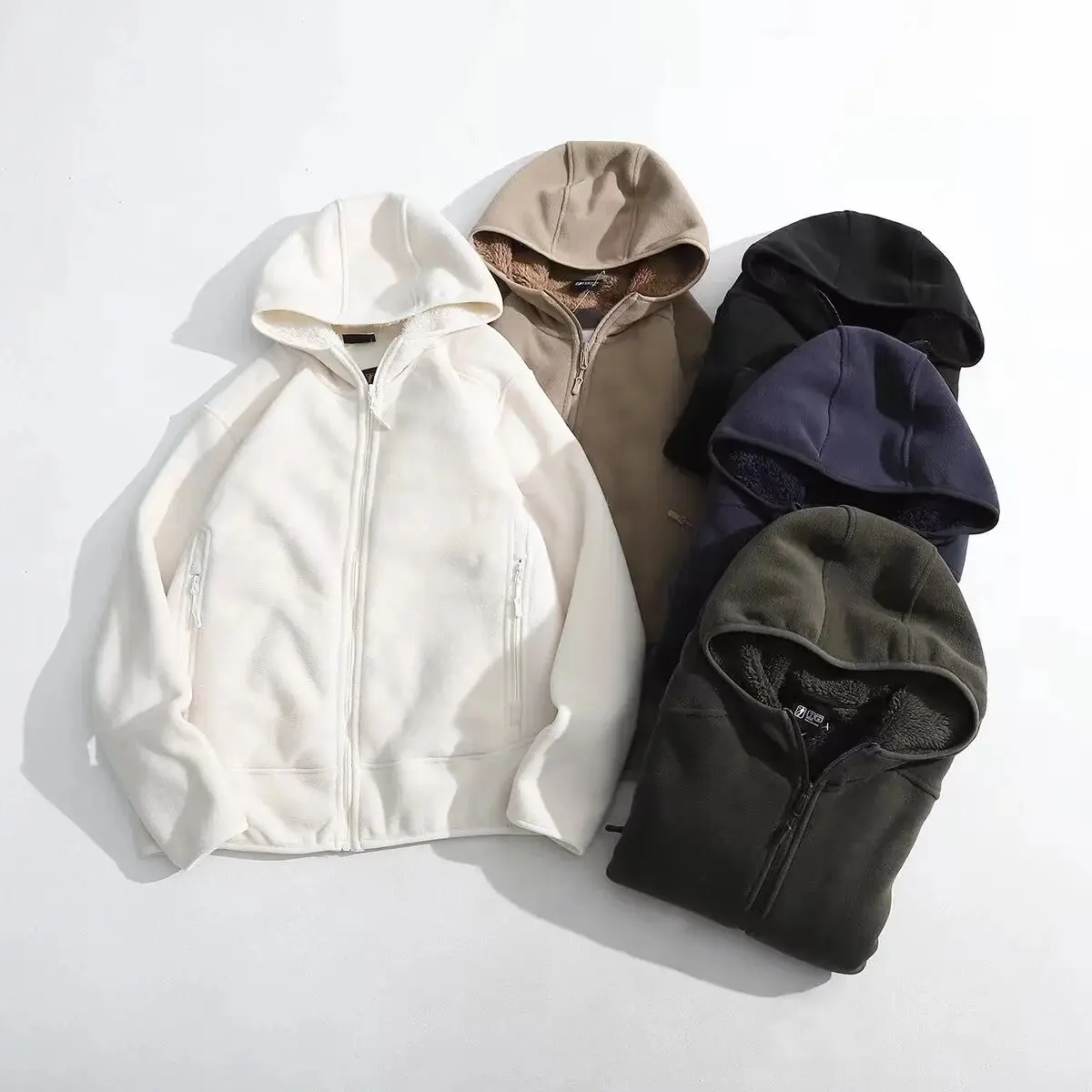 Men's Winter Thiened Fce Lined Zipper Hoodie Jaet Warm Windproof Lamb Velvet Cosite Sweatirt Outerwear Coat
Men's Winter Thiened Fce Lined Zipper Hoodie Jaet Warm Windproof Lamb Velvet Cosite Sweatirt Outerwear Coat