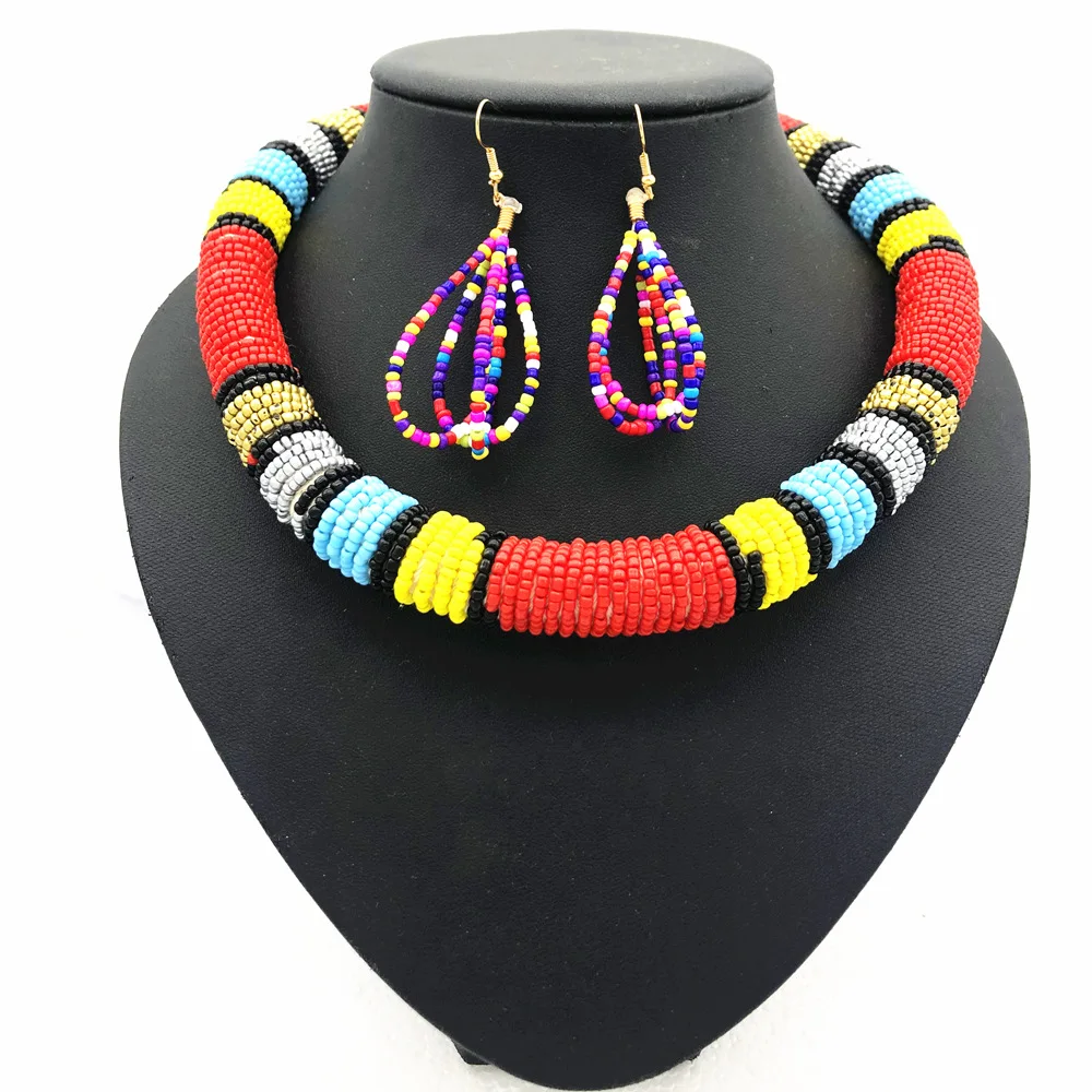 African style weaving multi-colored rice bead necklace necklace collar earrings set jewelry AliExpress
African style weaving multi-colored rice bead necklace necklace collar earrings set jewelry AliExpress