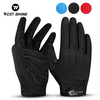 WEST BIKING 사이클링 장갑, 미끄럼 방지 야외 스포츠, MTB 자전거 장갑, 방풍 하이킹 낚시 터치 스크린 자전거 장갑