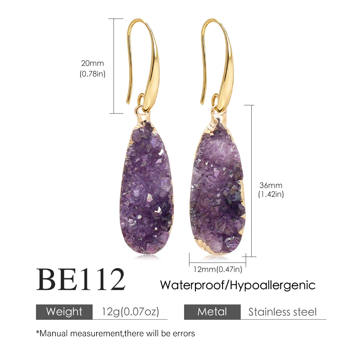 Natural Crystal Earrings With Droplet Shaped Purple And Green Women's Earrings Bold European And American Style Gift Accessories
Natural Crystal Earrings With Droplet Shaped Purple And Green Women's Earrings Bold European And American Style Gift Accessories