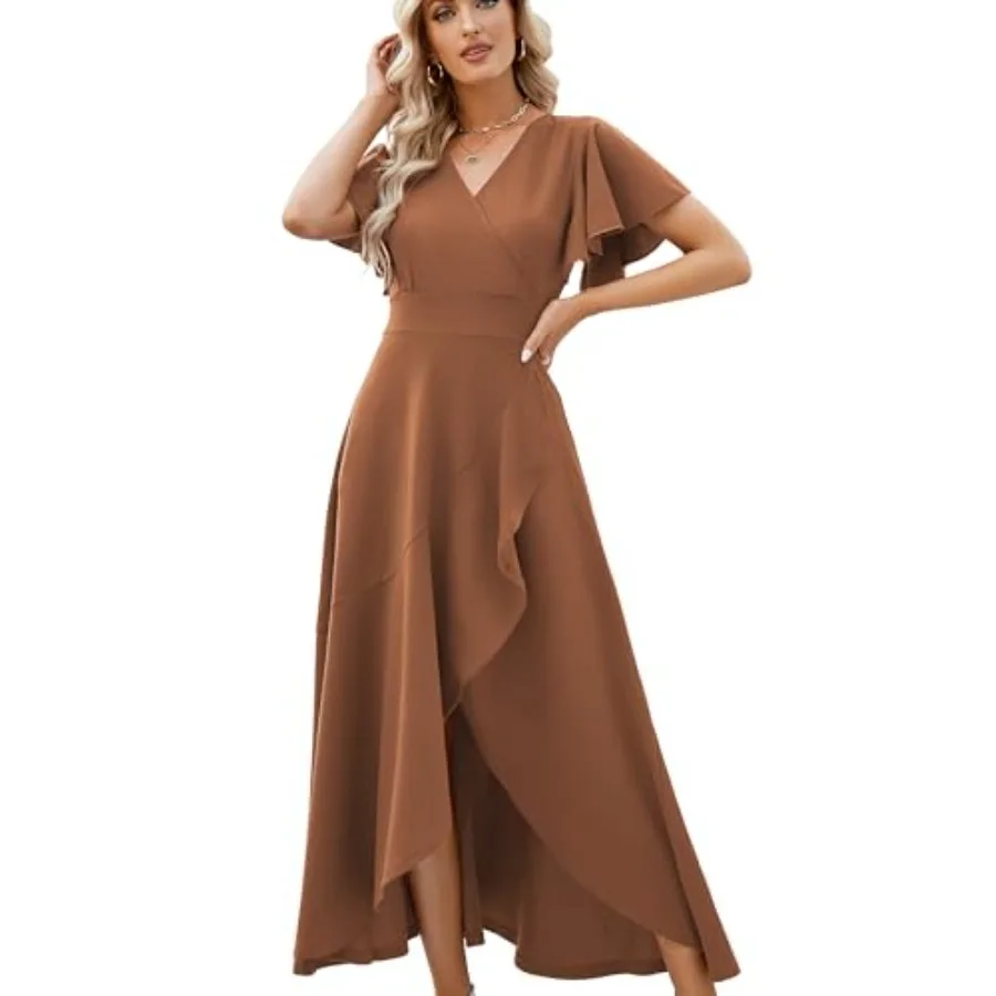 Long Formal Dresses for Women Gowns Evening Party Cocktail Dress, Split Elegant V Neck Wrap Ruffle Wedding Guest Dresses
Long Formal Dresses for Women Gowns Evening Party Cocktail Dress, Split Elegant V Neck Wrap Ruffle Wedding Guest Dresses