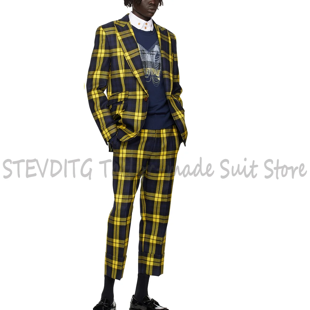 Men's Elegant 2 Piece Suit Set Luxury Plaid Blazer Pants Peak Lapel Single Breasted Formal Outfit for Wedding Office Party
Men's Elegant 2 Piece Suit Set Luxury Plaid Blazer Pants Peak Lapel Single Breasted Formal Outfit for Wedding Office Party