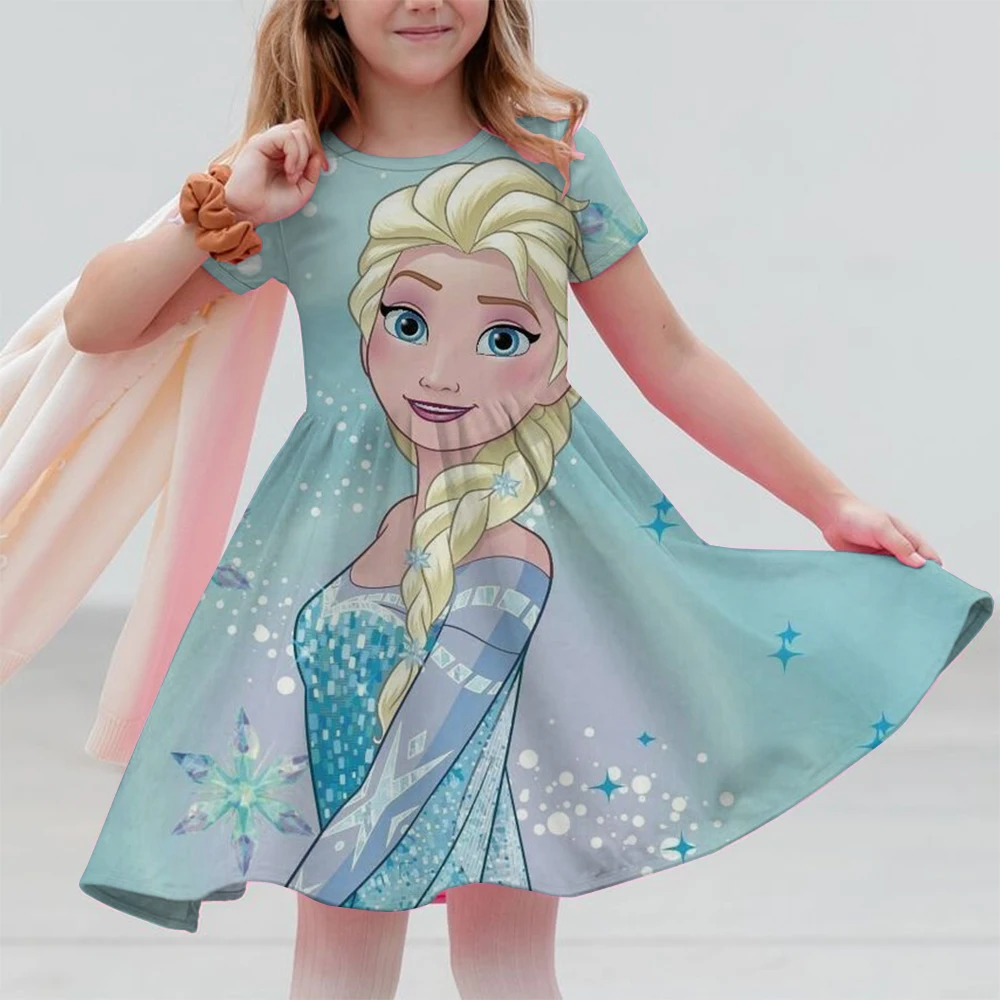 Cartoon Frozen Disneyland Trip Casual Dress for Little Girl Soft Princess Frock Kid Elsa Print Snow Queen A Line Summer Clothing
Cartoon Frozen Disneyland Trip Casual Dress for Little Girl Soft Princess Frock Kid Elsa Print Snow Queen A Line Summer Clothing