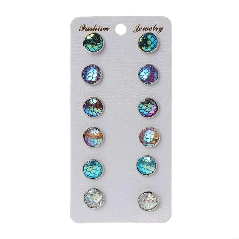 L5YC Beauty Fish Scale Round Earrings 6 Pairs Fish Scale Cameo Earring for Masquerades Party Street
L5YC Beauty Fish Scale Round Earrings 6 Pairs Fish Scale Cameo Earring for Masquerades Party Street