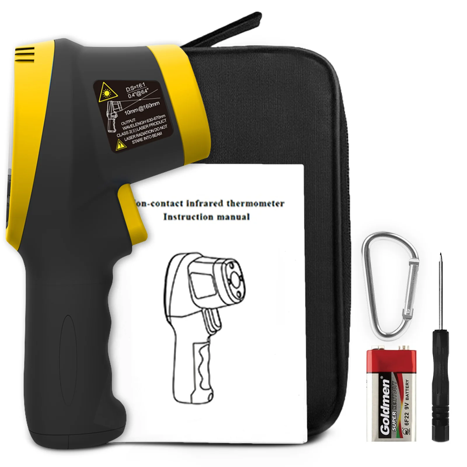 16:1 Dual Laser Non-Contact Infrared Thermometer -50~800°C Wide Temperature Range High Precision with Emissivity Adjustment
16:1 Dual Laser Non-Contact Infrared Thermometer -50~800°C Wide Temperature Range High Precision with Emissivity Adjustment