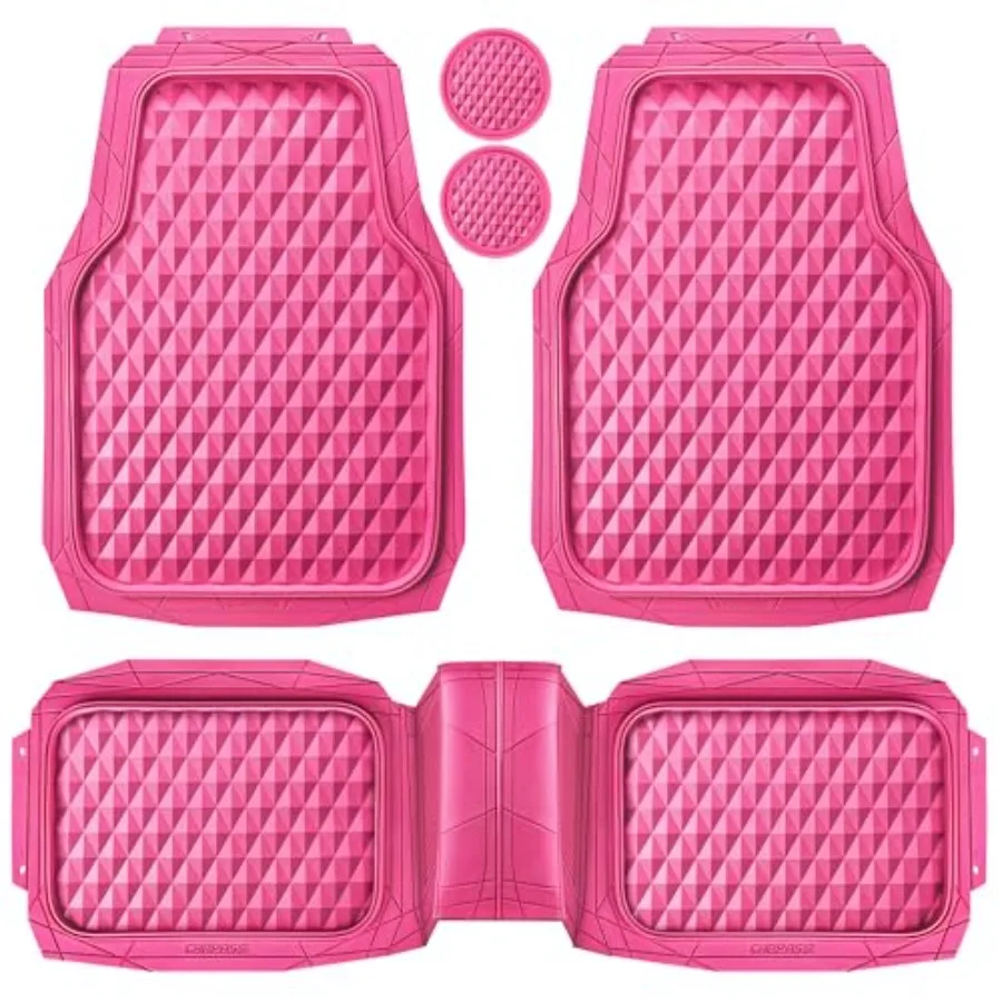 Heavy Duty Rubber Pink Car Floor Mats, Deep Dish All-Weather Full Set Durable Anti-Slip 3D Rhombus Waterproof Trim to Fit Liner
Heavy Duty Rubber Pink Car Floor Mats, Deep Dish All-Weather Full Set Durable Anti-Slip 3D Rhombus Waterproof Trim to Fit Liner
