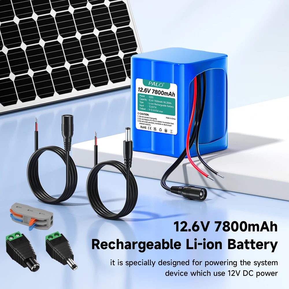 7800mAh 12.6V Batteries Rechargeable Lithium ion Battery Pack for CCTV Camera Monitor,Electromobility toys,Solar charging panel
7800mAh 12.6V Batteries Rechargeable Lithium ion Battery Pack for CCTV Camera Monitor,Electromobility toys,Solar charging panel