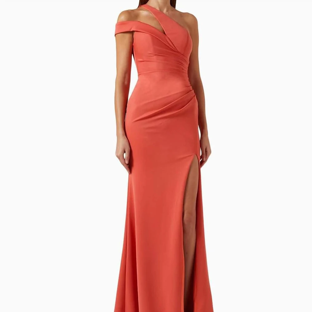 Solid Color Classic Sweep Train Pleats Evening Dresses Floor Length Sexy One Shoulder Side Slit Sleeveless Jersey Straight 2024
Solid Color Classic Sweep Train Pleats Evening Dresses Floor Length Sexy One Shoulder Side Slit Sleeveless Jersey Straight 2024