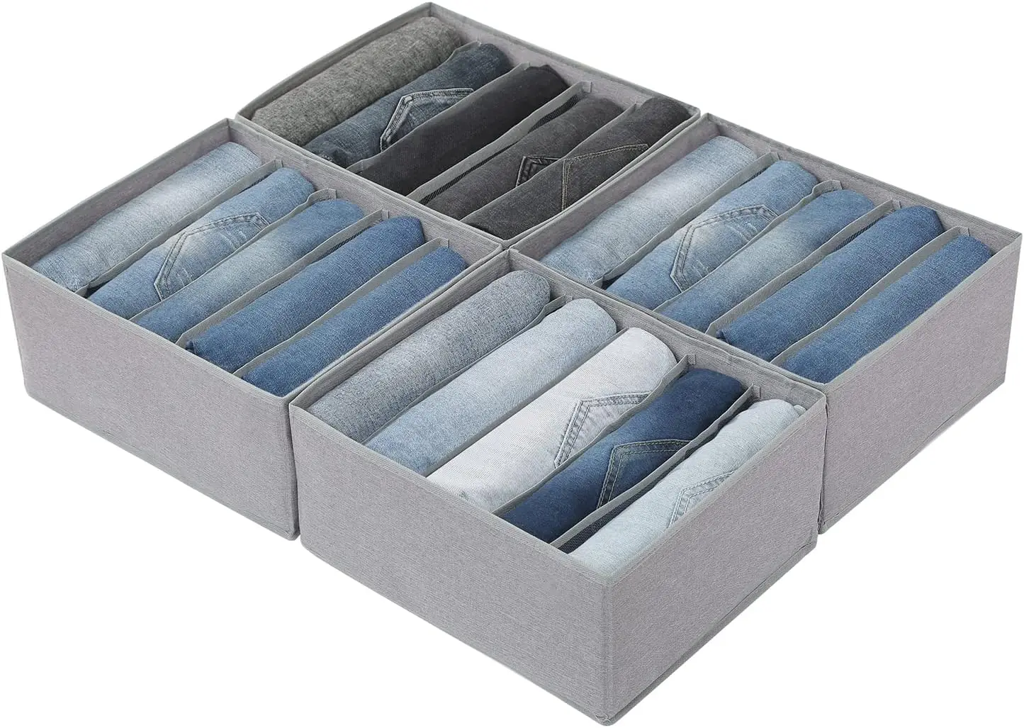 4 Pack Drawer Organizers for Pants & Jeans, 5-Grid Closet Storage for T-Shirts, Leggings, Shorts
4 Pack Drawer Organizers for Pants & Jeans, 5-Grid Closet Storage for T-Shirts, Leggings, Shorts