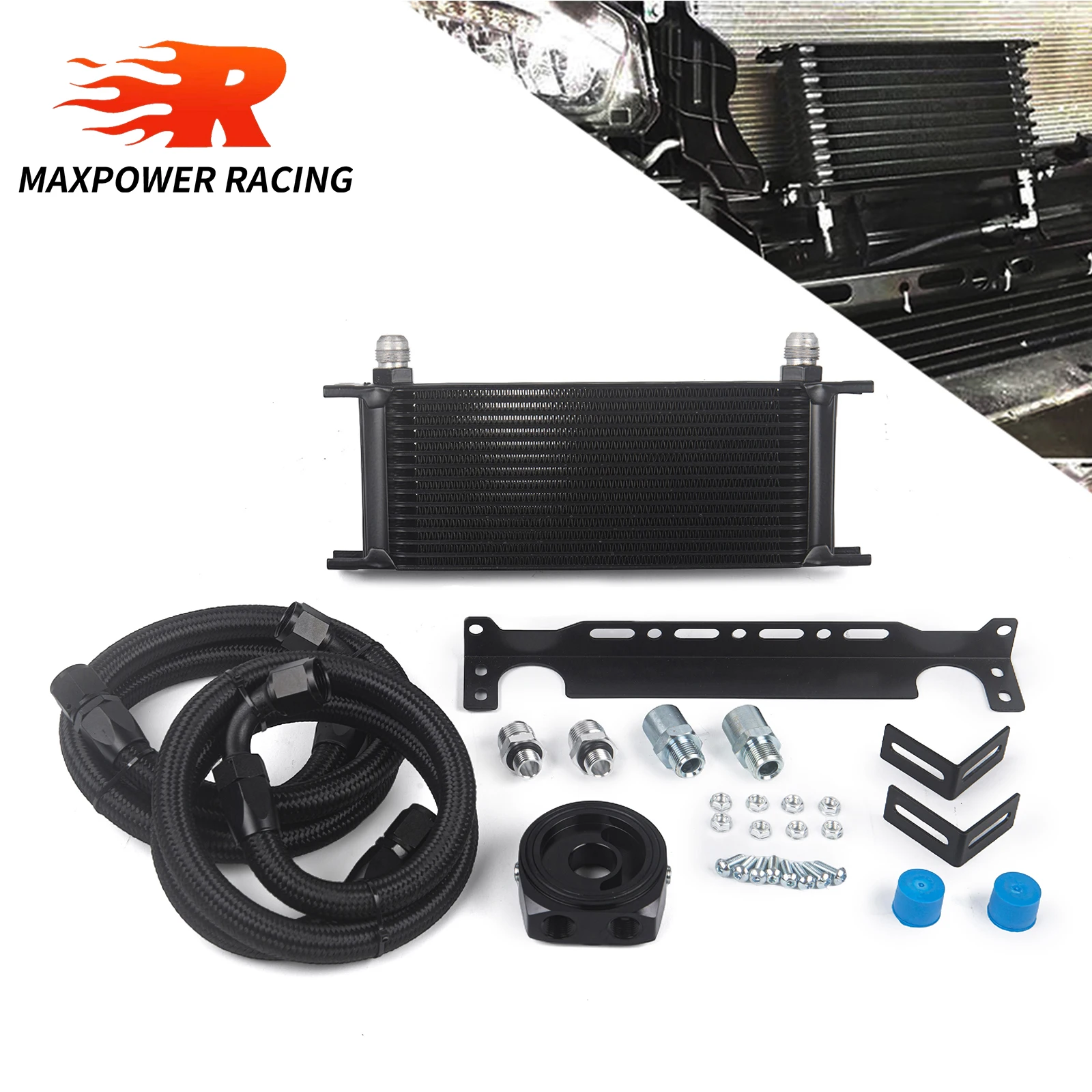 15 Rows Black Oil Cooler Kit+Black/Silver Oil Filter Sandwich Adapter+Nylon Steel Braided AN10 Hose+Mounting Bracket
15 Rows Black Oil Cooler Kit+Black/Silver Oil Filter Sandwich Adapter+Nylon Steel Braided AN10 Hose+Mounting Bracket
