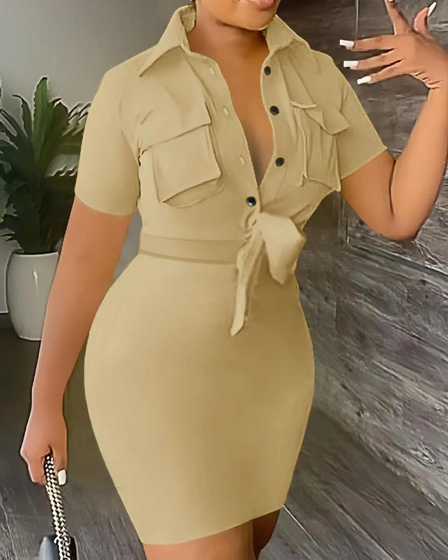 2023 Fashion New Sexy V-neck shirt buttock Dress Solid Color Chest Buttons Mini Dress Female Party Bodycon Club Dress
2023 Fashion New Sexy V-neck shirt buttock Dress Solid Color Chest Buttons Mini Dress Female Party Bodycon Club Dress