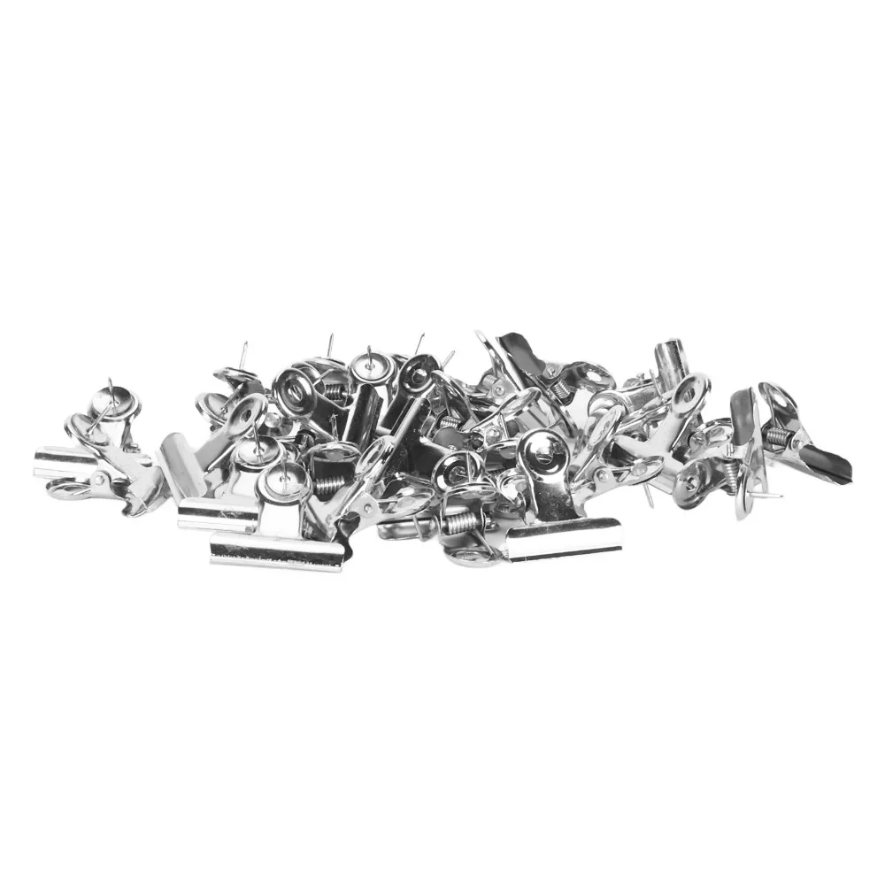 30Pcs Metal Metal Push Pin Clips Stainless Steel Silver Push Pins Bull Clips with Storage Box Creative Design
30Pcs Metal Metal Push Pin Clips Stainless Steel Silver Push Pins Bull Clips with Storage Box Creative Design