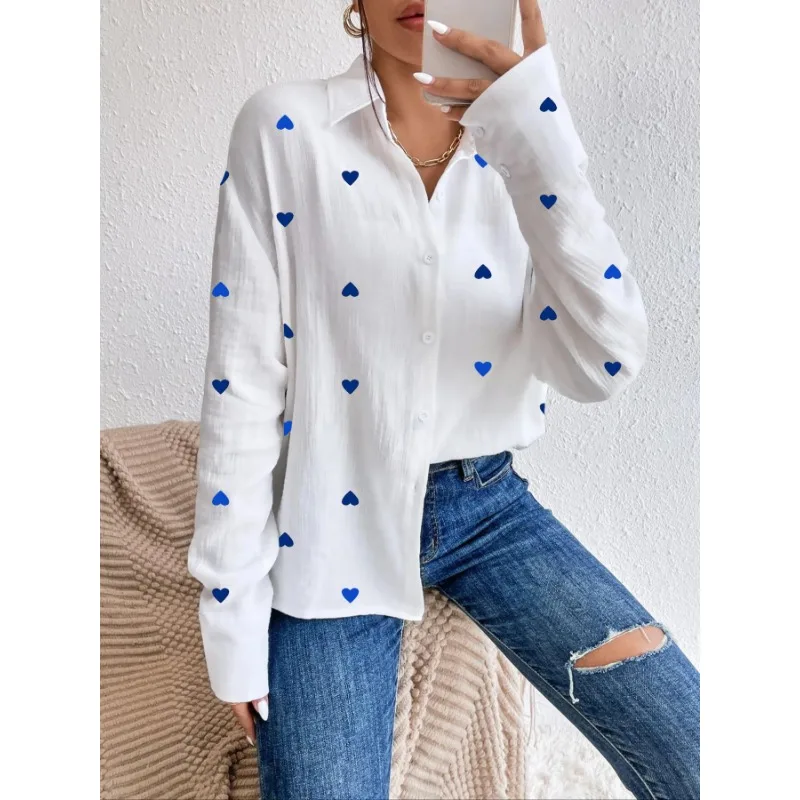 Плюс размер 1XL-5XL, женская модная блузка с лацканами и принтом в форме сердца, рубашка, женская повседневная удобная рубашка с длинными рукавами
Плюс размер 1XL-5XL, женская модная блузка с лацканами и принтом в форме сердца, рубашка, женская повседневная удобная рубашка с длинными рукавами