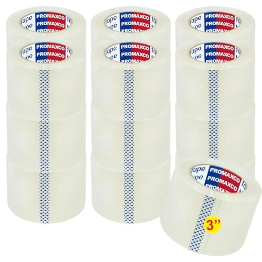 3" Heavy Duty Packing Tape, 18 Rolls, Clear, 3" Core, Total 990Y, Clear, 2.5 mil, 3 in x 55 Yards, Refill for Packaging and Shi
3" Heavy Duty Packing Tape, 18 Rolls, Clear, 3" Core, Total 990Y, Clear, 2.5 mil, 3 in x 55 Yards, Refill for Packaging and Shi