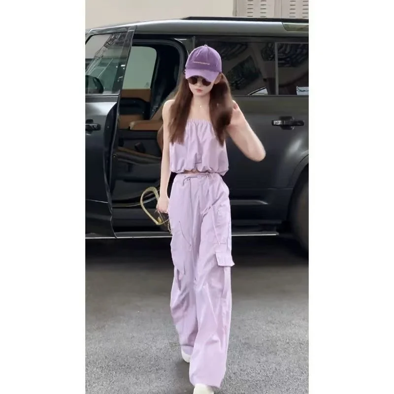 Casual Pure Desire Spicy Girl Short Wide Leg Cargo Pants Set Women's Summer Two-Piece Suit Polyester Short Length
Casual Pure Desire Spicy Girl Short Wide Leg Cargo Pants Set Women's Summer Two-Piece Suit Polyester Short Length
