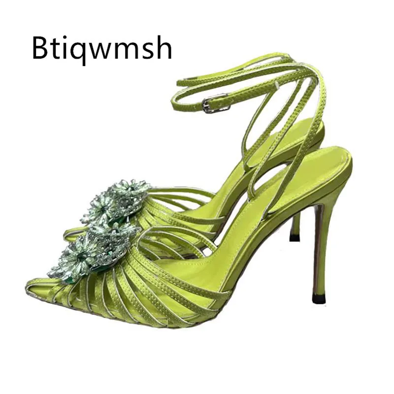 Зеленые сандалии со стразами, женские пикантные туфли на высоком каблуке с острым носком и узкими ремешками, женская обувь для вечеринок
Зеленые сандалии со стразами, женские пикантные туфли на высоком каблуке с острым носком и узкими ремешками, женская обувь для вечеринок