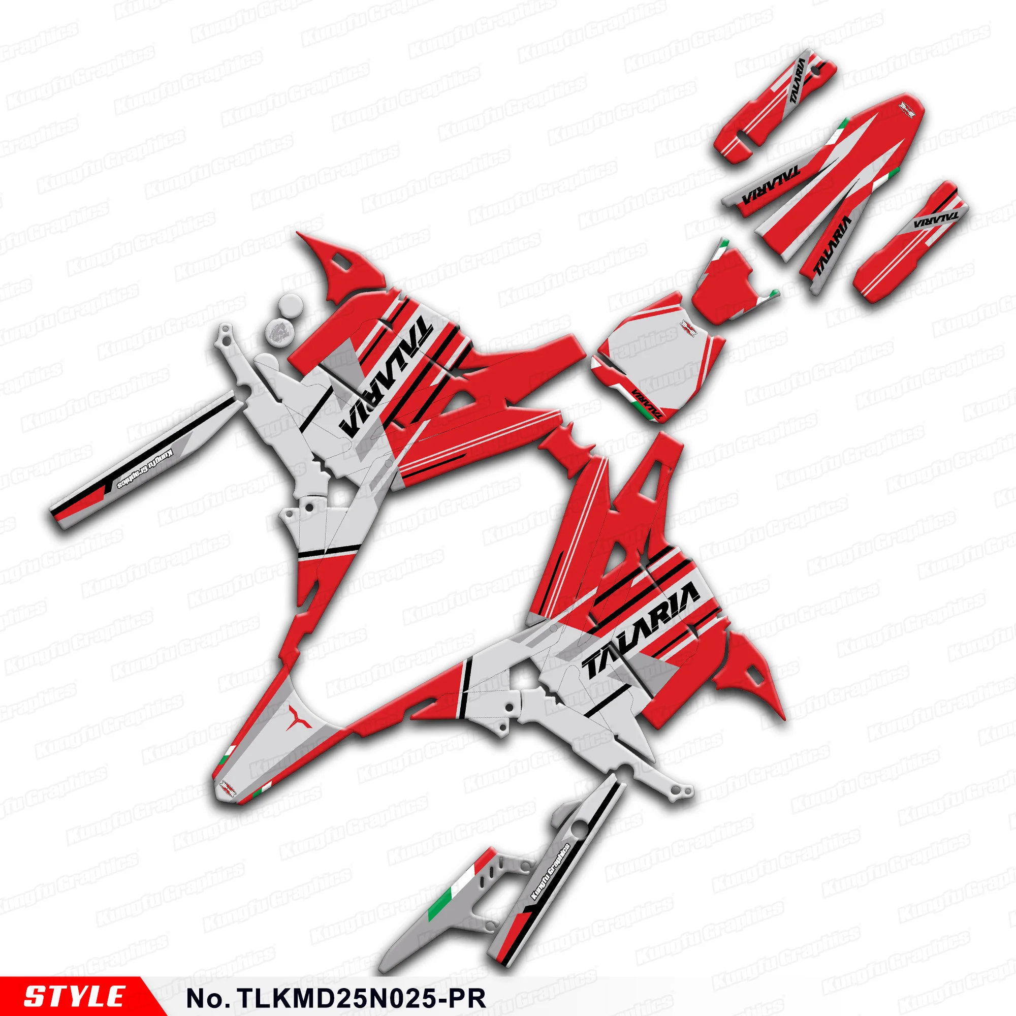 Наклейки на графический лист JY RACING в комплекте для TALARIA KOMODO, аксессуар, номер стиля TLKMD25N025-PR 
Наклейки на графический лист JY RACING в комплекте для TALARIA KOMODO, аксессуар, номер стиля TLKMD25N025-PR