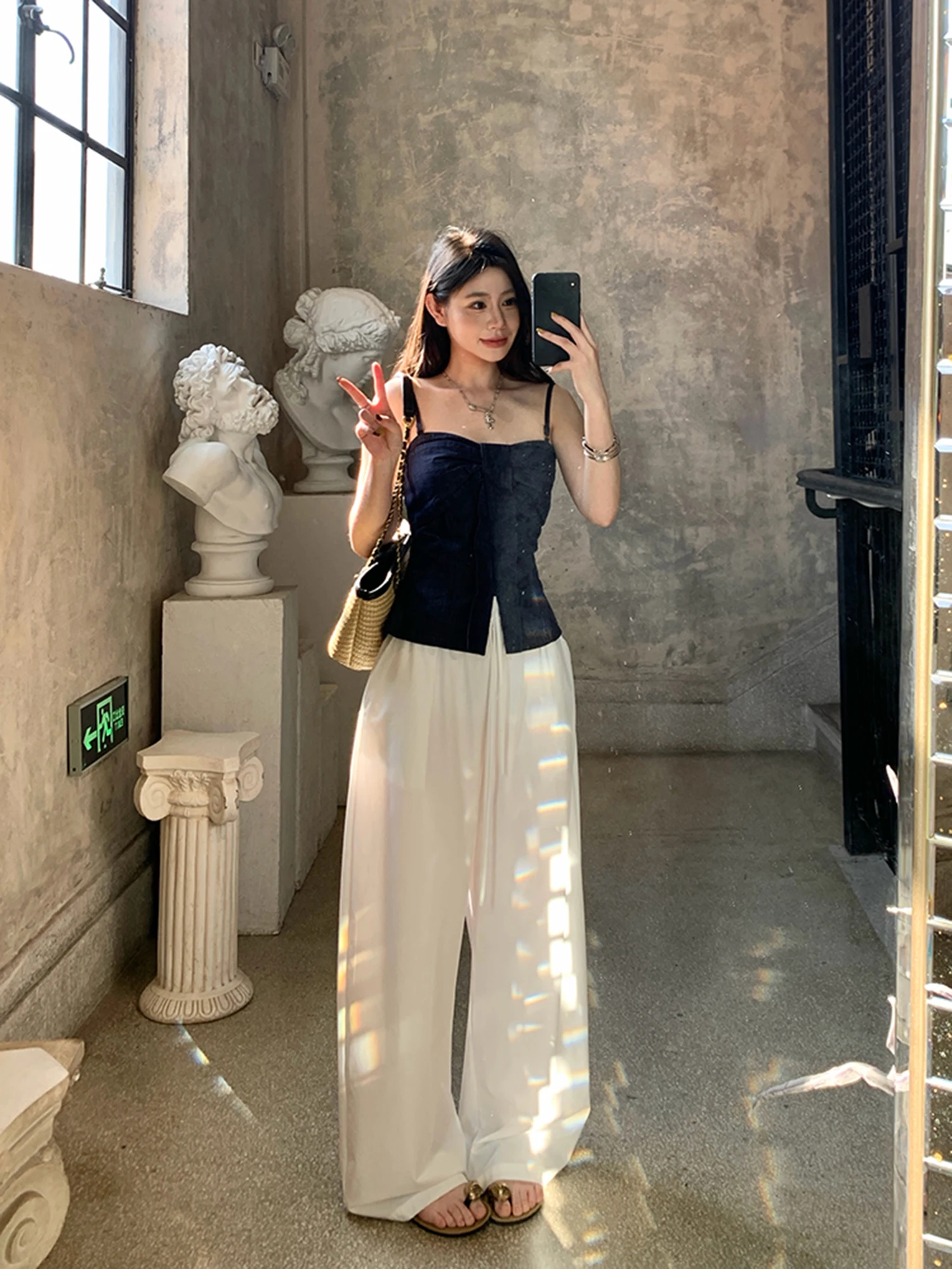 Slim Fit Denim Halter Neck Vest Women's Summer Sexy Trendy Girl Waist Cinched Strap Top Short Length Outerwear by Withmxboom
Slim Fit Denim Halter Neck Vest Women's Summer Sexy Trendy Girl Waist Cinched Strap Top Short Length Outerwear by Withmxboom