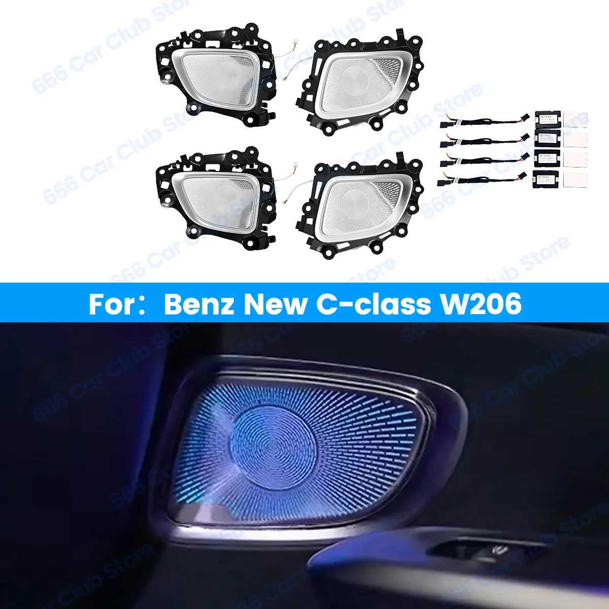 64 Colour LED Car Door Luminous Speaker Cover For Mercedes Benz C-Class W206 2022+Speaker Decorative Light Atmosphere Ligh Parts
64 Colour LED Car Door Luminous Speaker Cover For Mercedes Benz C-Class W206 2022+Speaker Decorative Light Atmosphere Ligh Parts