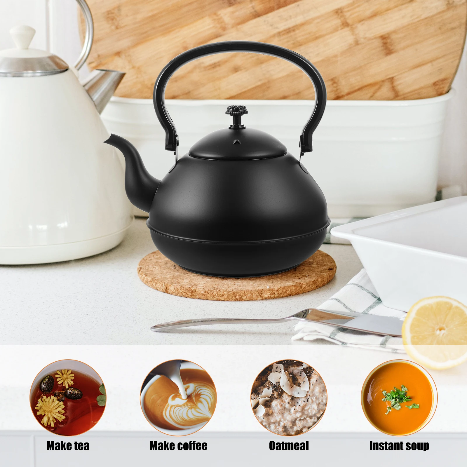 1pc Stainless Steel Tea Kettle 1.5L Large Capacity Vintage Style Kitchen Teapot For Home Camping Coffee Soup Wear-Resistant
1pc Stainless Steel Tea Kettle 1.5L Large Capacity Vintage Style Kitchen Teapot For Home Camping Coffee Soup Wear-Resistant