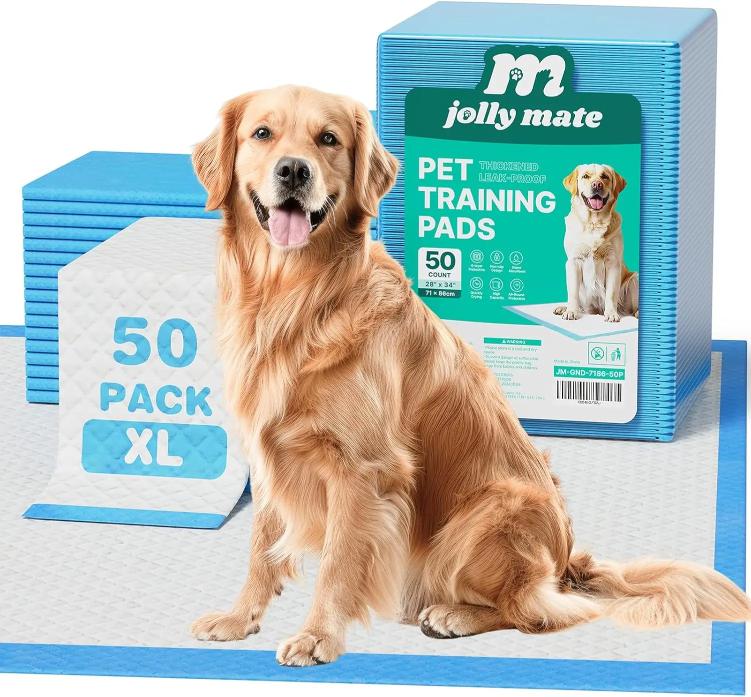 28x34" Extra Large Dog Pee Pads, 50 Pack Super Absorbent 6-Layer Leak-Proof with Adhesive Tabs for Potty Training
28x34" Extra Large Dog Pee Pads, 50 Pack Super Absorbent 6-Layer Leak-Proof with Adhesive Tabs for Potty Training