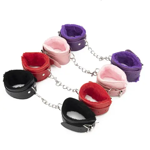 BDSM Sexy Bondage Handcuffs Ankle Cuffs Adjustable With Adult Game Erotic Sex Toy for Women Couples Pink Black Red