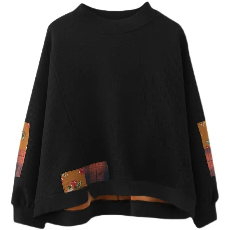Plush Pullovers Women French Style Autumn/winter Oversized Tops Womens Retro Patch Fabric Splicing Round Neck Pullover 2025 New
Plush Pullovers Women French Style Autumn/winter Oversized Tops Womens Retro Patch Fabric Splicing Round Neck Pullover 2025 New
