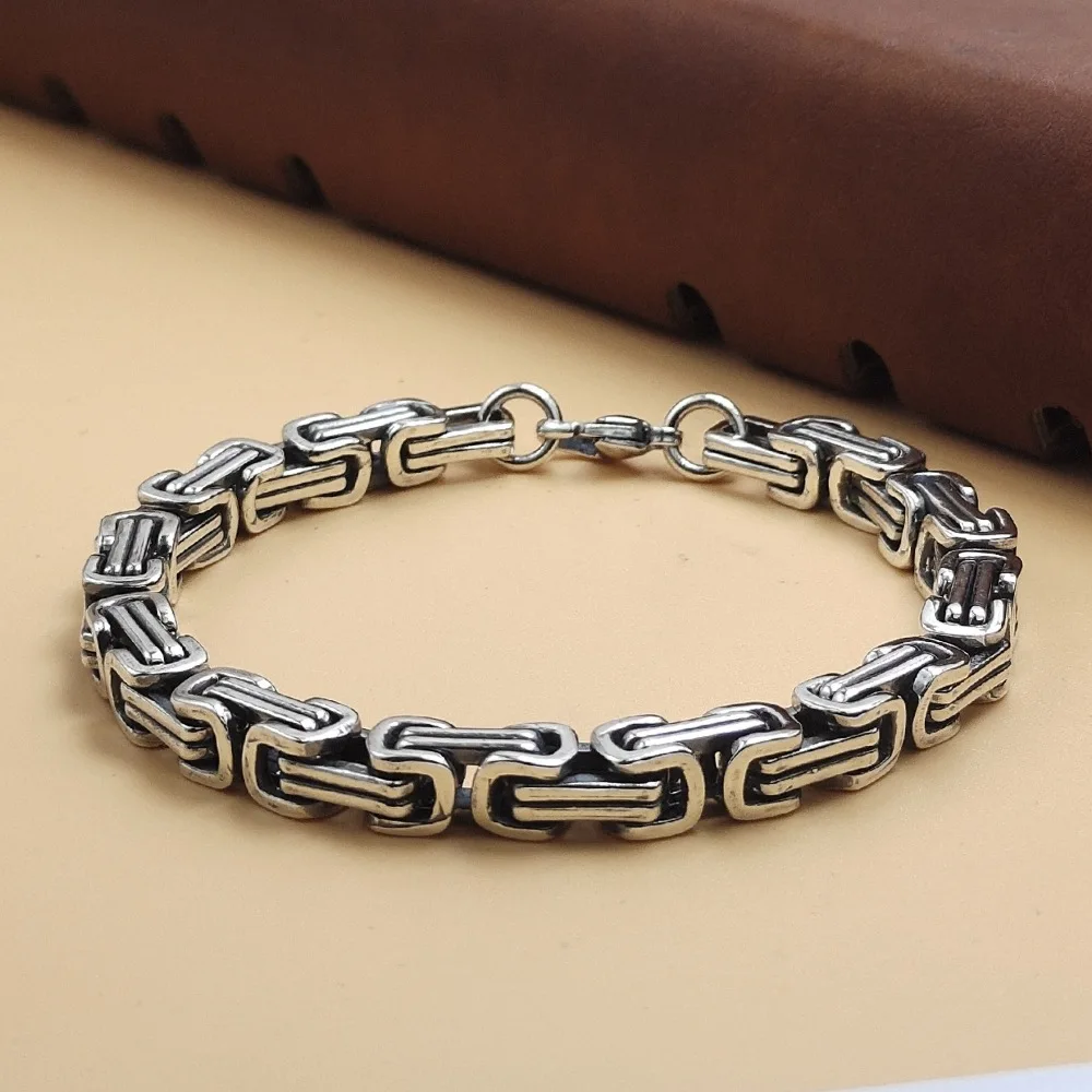 Real Solid 925 Sterling Silver Chain Men Gift Lucky Square Byzantine Bracelet 33g/21cm
Real Solid 925 Sterling Silver Chain Men Gift Lucky Square Byzantine Bracelet 33g/21cm