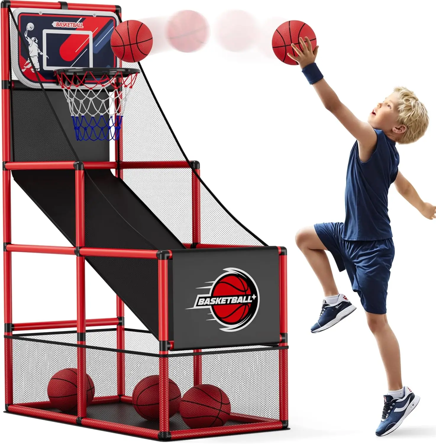 Indoor Outdoor Basketball Arcade Game with Hoop, 4 Balls & Pump - Fun Sport Toy for Kids Boys Girls Teens
Indoor Outdoor Basketball Arcade Game with Hoop, 4 Balls & Pump - Fun Sport Toy for Kids Boys Girls Teens