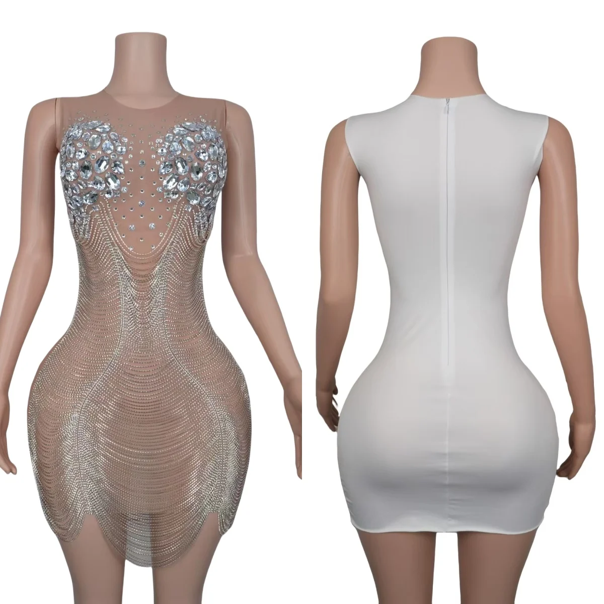 High-end Crystals Chains Mesh See Through Sparkly Dress Women Sexy Party Evening Celebrate Birthday Tight Fitting Dress Daoying
High-end Crystals Chains Mesh See Through Sparkly Dress Women Sexy Party Evening Celebrate Birthday Tight Fitting Dress Daoying