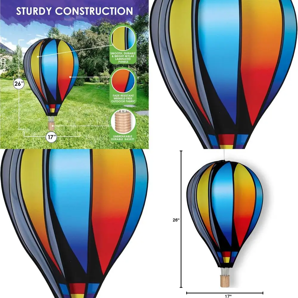 26 Vibrant Sunset Gradient Hot Air Balloon Spinner - Weather-Resistant Outdoor Decor for Patios, Yards, and Gardens
26 Vibrant Sunset Gradient Hot Air Balloon Spinner - Weather-Resistant Outdoor Decor for Patios, Yards, and Gardens