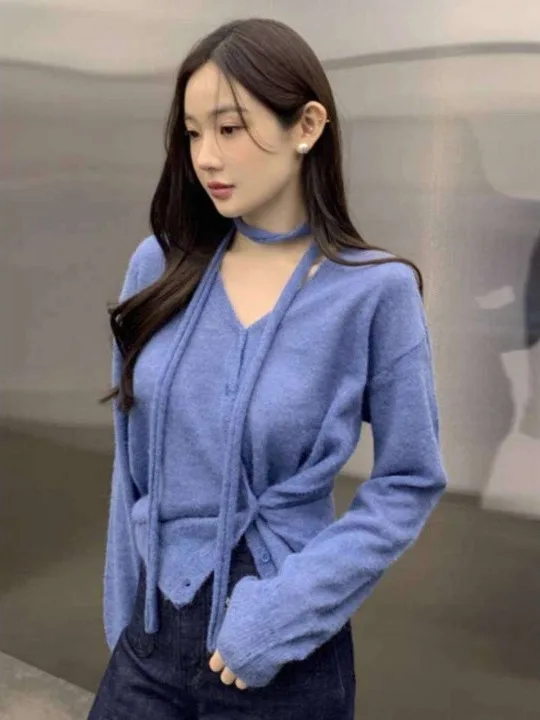 Корейский облегающий вязаный топ V-Ne Long Sve, женский модный дизайн с поясом, драпированный топ с запахом и галстуком
Корейский облегающий вязаный топ V-Ne Long Sve, женский модный дизайн с поясом, драпированный топ с запахом и галстуком