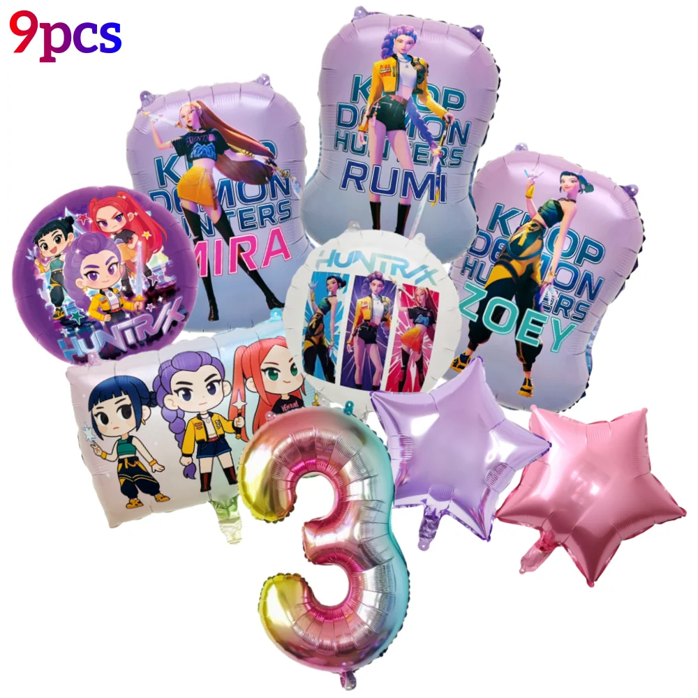 9pcs Kpop Demon Hunters Foil Helium Ballons Girl Birthday Theme Party Decoration Baby Shower Birthday Party Balloons Decorations
9pcs Kpop Demon Hunters Foil Helium Ballons Girl Birthday Theme Party Decoration Baby Shower Birthday Party Balloons Decorations