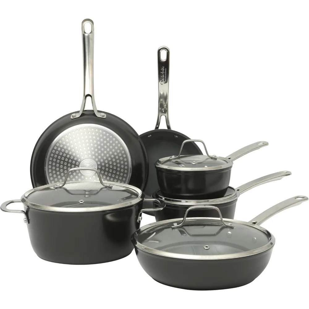 Kitchen Essentials Жесткие анодированные 10-компонентные керамические антипригарные внутренние кованые прочные алюминиевые кастрюли без Pfa
Kitchen Essentials Жесткие анодированные 10-компонентные керамические антипригарные внутренние кованые прочные алюминиевые кастрюли без Pfa