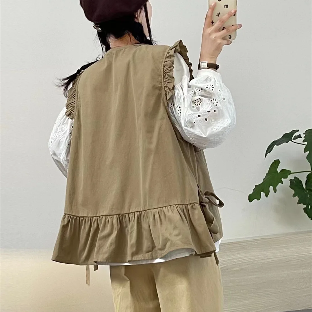 Loose Cotton Blend Open Cardigan with Big kets Women's Faion Knot Waistcoat Sle Versatile Autumn Outerwear 
Loose Cotton Blend Open Cardigan with Big kets Women's Faion Knot Waistcoat Sle Versatile Autumn Outerwear