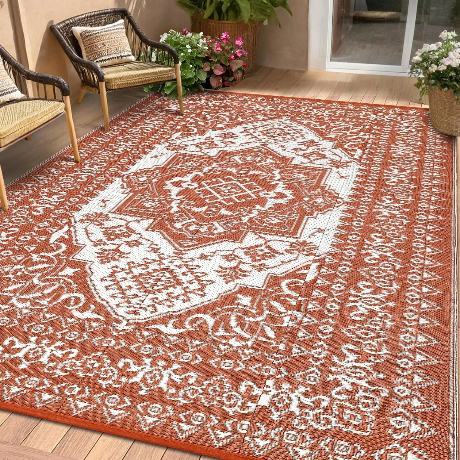 Waterproof Outdoor Patio Rug, Reversible Vintage RV Camping Carpet Indoor Outdoor Plastic Straw Mat for Deck Beach Pool Balcony
Waterproof Outdoor Patio Rug, Reversible Vintage RV Camping Carpet Indoor Outdoor Plastic Straw Mat for Deck Beach Pool Balcony