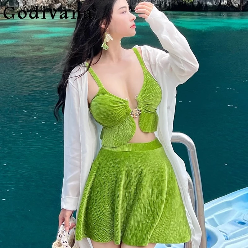XL-5XL Large Size Swimming Temperament Green Swimsuit Female Sexy Bikini Three-piece Skirt New Pool Party Seaside Beach Swimwear
XL-5XL Large Size Swimming Temperament Green Swimsuit Female Sexy Bikini Three-piece Skirt New Pool Party Seaside Beach Swimwear