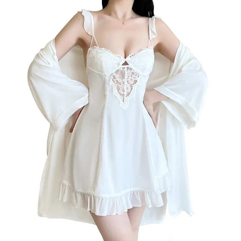Elegant Silk Satin And Lace Camisole Nightdress For Women With Chest Pads Sexy Home Sleepwear Small Bust Sleepwear Dress N0JA
Elegant Silk Satin And Lace Camisole Nightdress For Women With Chest Pads Sexy Home Sleepwear Small Bust Sleepwear Dress N0JA