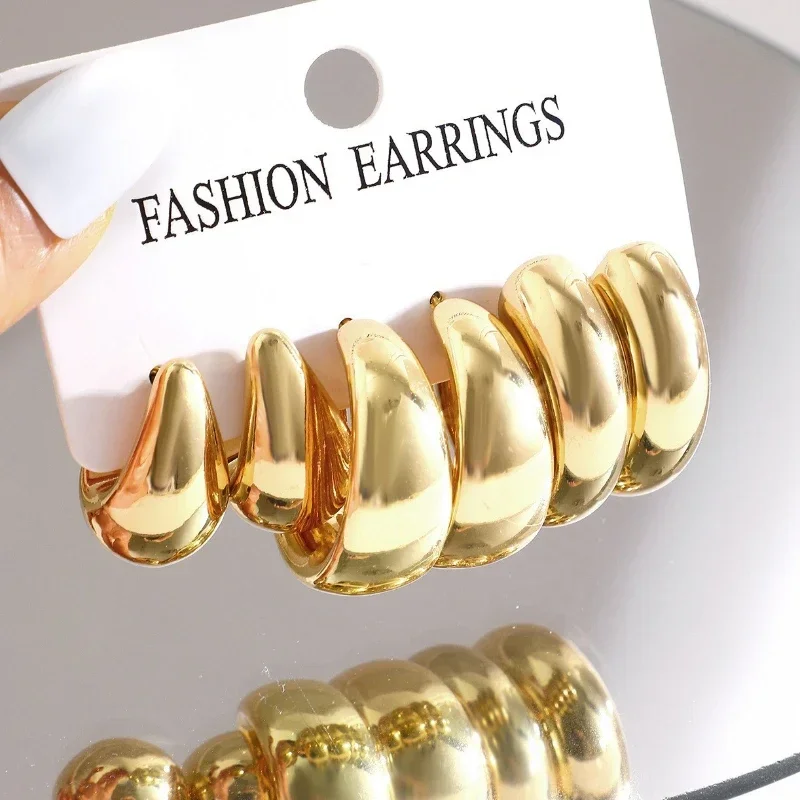 6pcs Vintage Fashion Golden Water Drop Shape Hoop Earrings Set for Women Popular Classic Simple Stud Earrings Girls Jewelry
6pcs Vintage Fashion Golden Water Drop Shape Hoop Earrings Set for Women Popular Classic Simple Stud Earrings Girls Jewelry