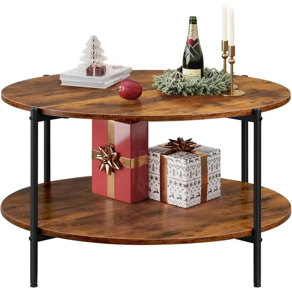 US Round Coffee Table, 32.6" Small Coffee Table with Open Storage Shelf, 2-Tier Industrial Circle Wood Center Table for Living
US Round Coffee Table, 32.6" Small Coffee Table with Open Storage Shelf, 2-Tier Industrial Circle Wood Center Table for Living