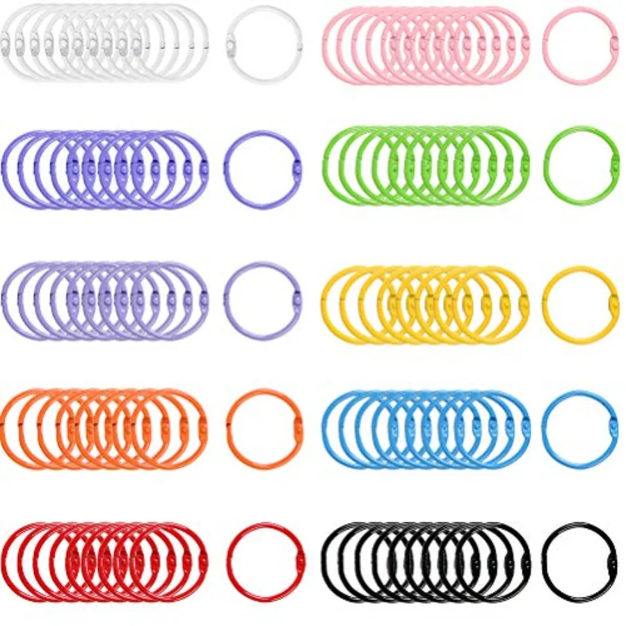 100Pcs Colorful Book Loose Leaf Binder Rings - 3cm Metal Loose Paper Notebook Rings Keychain Rings for Cards, Document Stack an
100Pcs Colorful Book Loose Leaf Binder Rings - 3cm Metal Loose Paper Notebook Rings Keychain Rings for Cards, Document Stack an