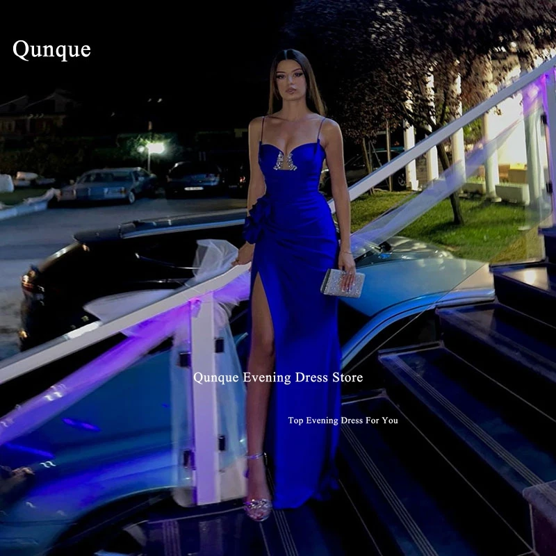 Qunque Royal Blue Evening Dresses Sexy Spaghetti Straps Beads Split Party Dress Customized Cocktail Prom Gowns Vestidos De Novia
Qunque Royal Blue Evening Dresses Sexy Spaghetti Straps Beads Split Party Dress Customized Cocktail Prom Gowns Vestidos De Novia