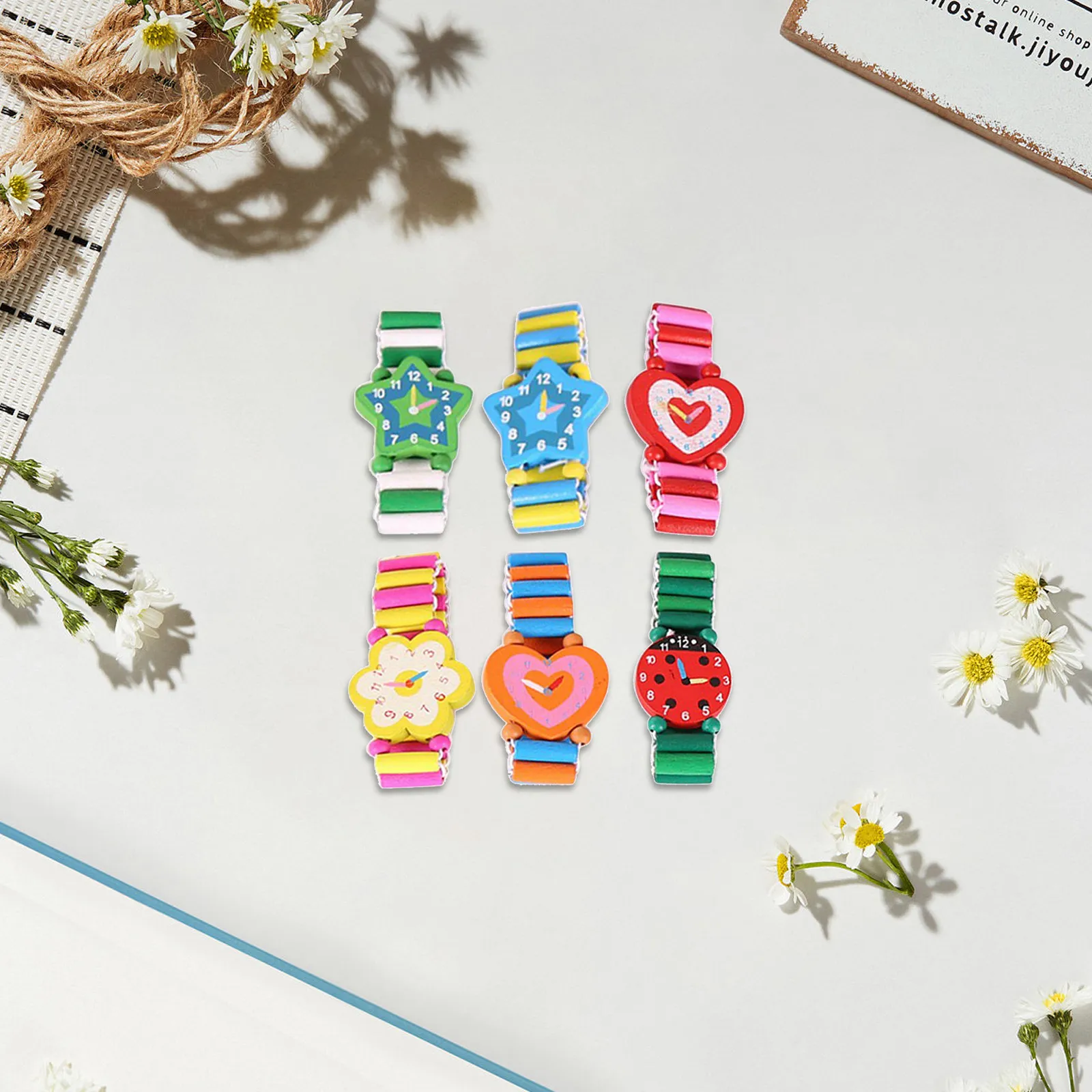 Набор из 6 деревянных мультяшных часов-имитаций: красочные модели, безопасная краска, развивающие навыки, подарок, браслет, деревянные часы
Набор из 6 деревянных мультяшных часов-имитаций: красочные модели, безопасная краска, развивающие навыки, подарок, браслет, деревянные часы