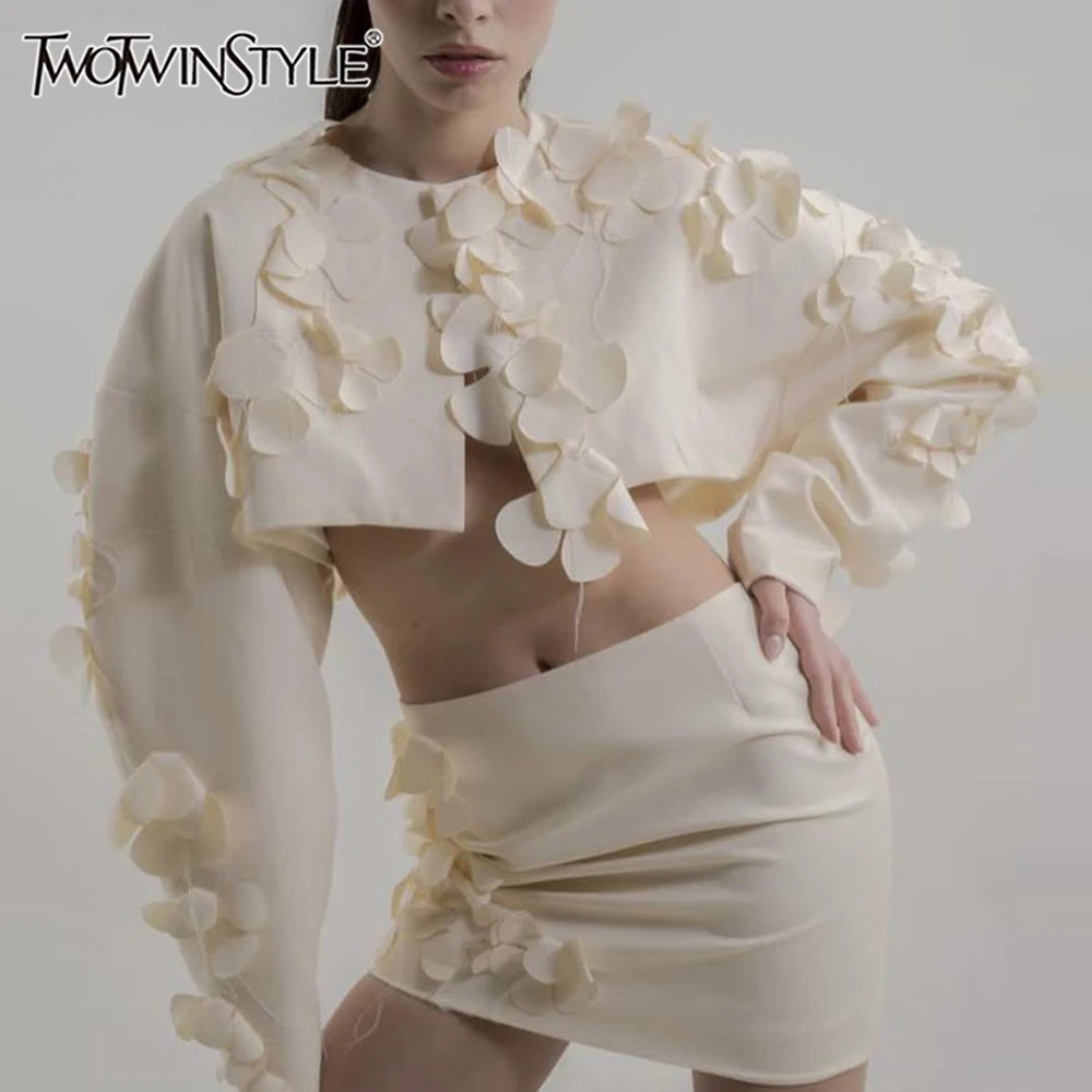 TWOTWINSTYLE Solid Slimming Two Piece Sets For Women Round Neck Long Sleeve Top High Waist Mini Skirt Temperament Set Female New
TWOTWINSTYLE Solid Slimming Two Piece Sets For Women Round Neck Long Sleeve Top High Waist Mini Skirt Temperament Set Female New