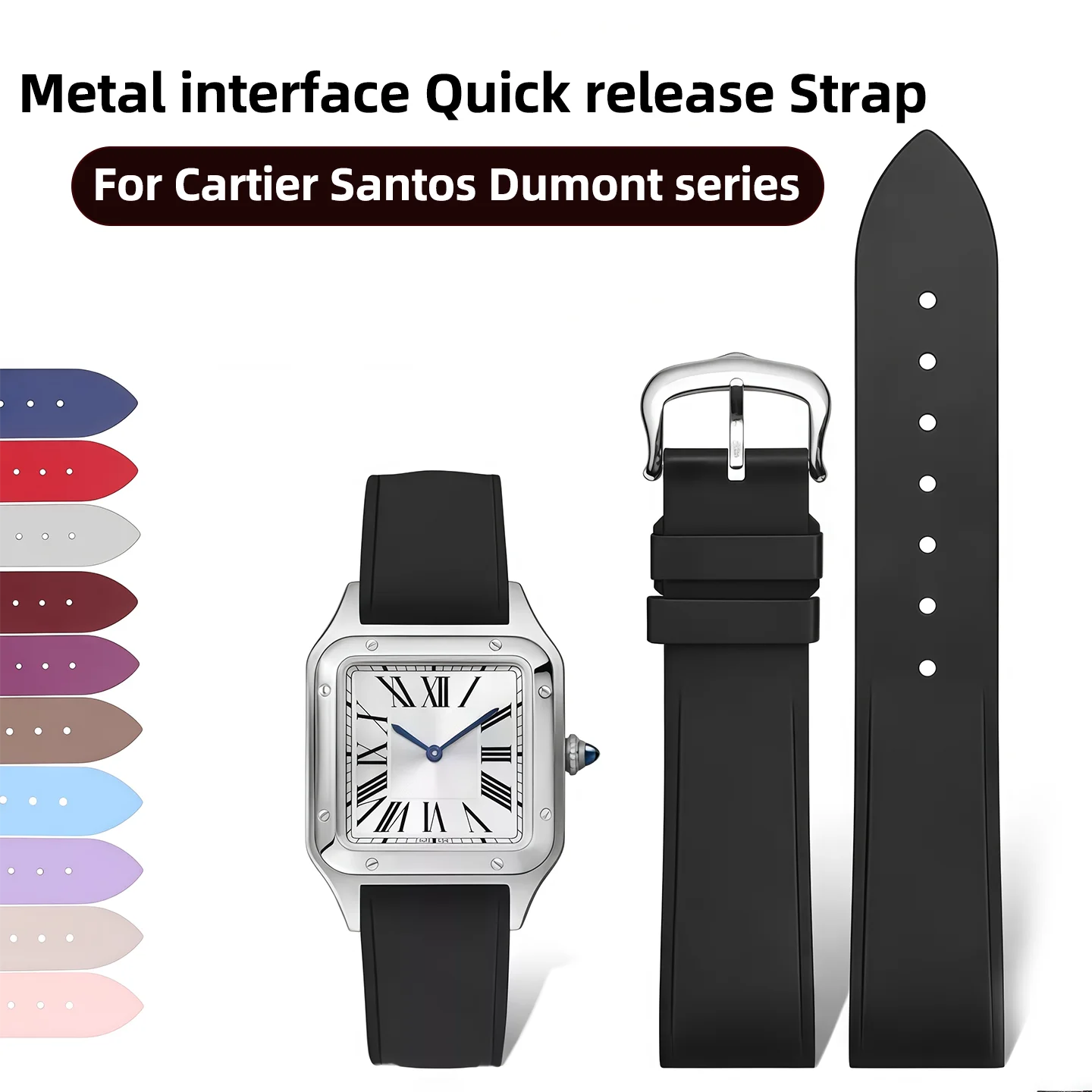 Ремешок для часов из фторкаучука для серии Cartier Santos Dumont, женская пряжка, 17,5 мм, 15,5 мм, металлический интерфейс, быстросъемный ремешок
Ремешок для часов из фторкаучука для серии Cartier Santos Dumont, женская пряжка, 17,5 мм, 15,5 мм, металлический интерфейс, быстросъемный ремешок